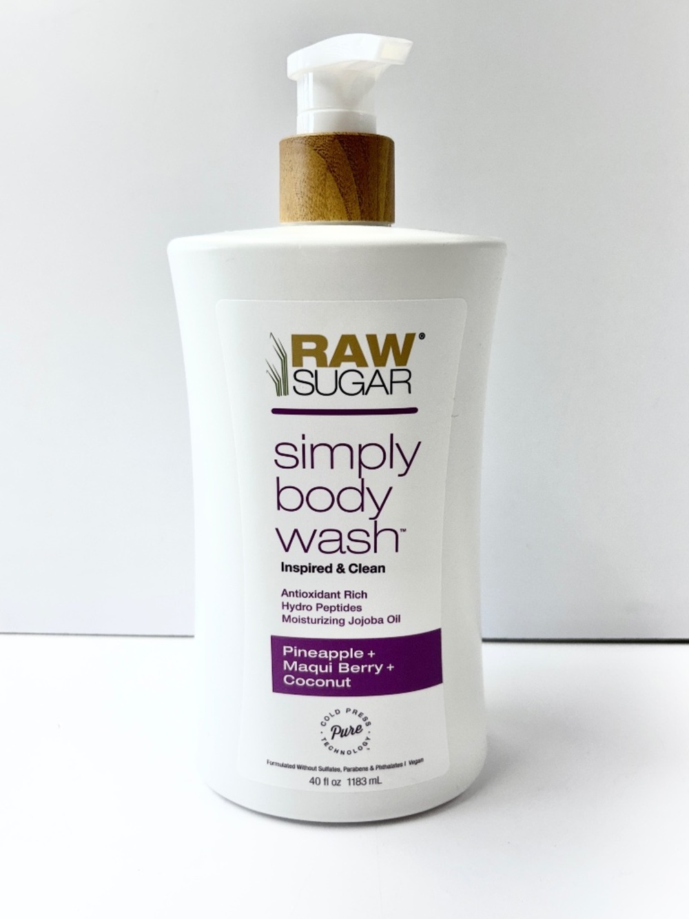 New Raw Sugar Simply Body Wash Pineapple Maqui Berry Coconut Jojoba Oil 40 fl oz